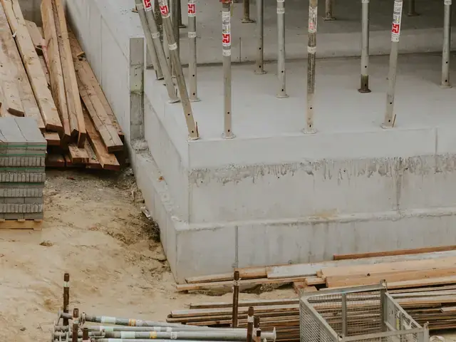 Steel anchor bolts set in a new concrete foundation